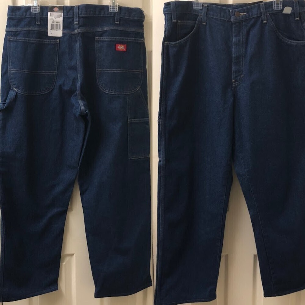 Dickies Men's Denim Blue Jeans Carpenter Utility Occupational Wear W38 Altered - Picture 6 of 13